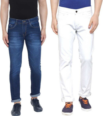BEN MARTIN Slim Men Dark Blue, White Jeans(Pack of 2)