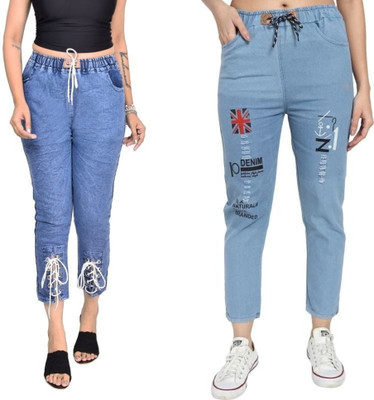 Neha fab Jogger Fit Girls Dark Blue, Blue Jeans(Pack of 2)