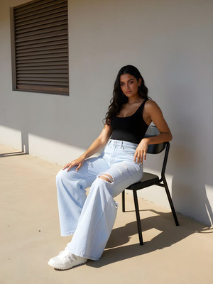 Glitchez Boot-Leg Women White Jeans