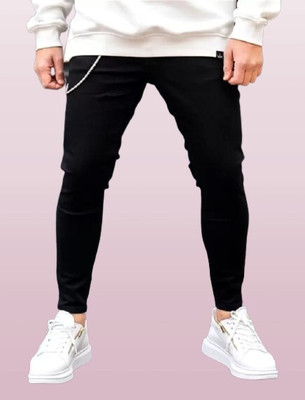 POKHINDA Skinny Men Black Jeans