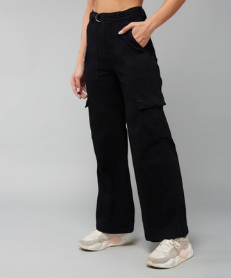 DOLCE CRUDO Boot-Leg Women Black Jeans