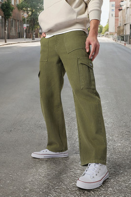Urbano Fashion . Loose Fit Men Green Jeans
