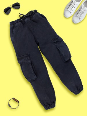 KiddoPanti Jogger Fit Boys Black Jeans