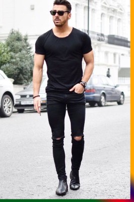 Truess Slim Men Black Jeans