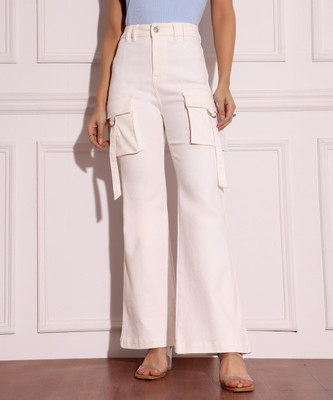 Miss Chase Boot-Leg Women White Jeans