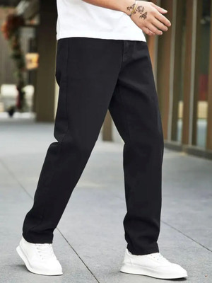 shre.ce Loose Fit Men Black Jeans