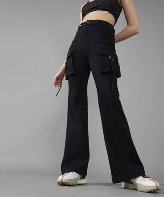 DOLCE CRUDO Boot-Leg Women Black Jeans