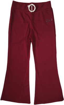 adibaba Flared Girls Maroon Jeans