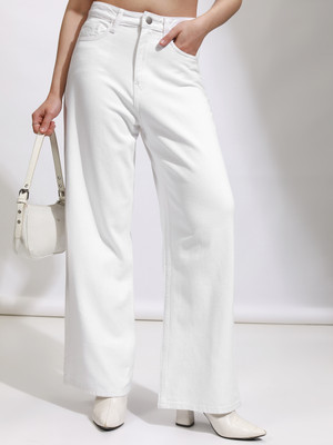 Tokyo Talkies Boot-Leg Women White Jeans