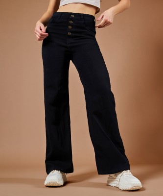 DOLCE CRUDO Flared Women Black Jeans