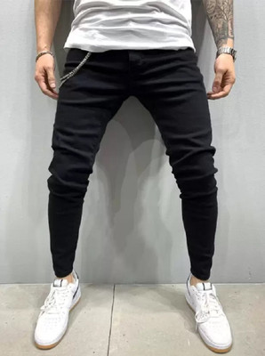 POKHINDA Skinny Men Black Jeans