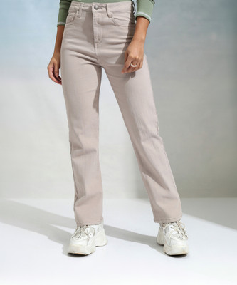 Tokyo Talkies Straight Fit Women Beige Jeans
