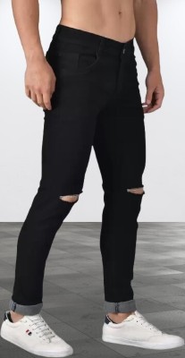 POKHINDA Skinny Men Black Jeans