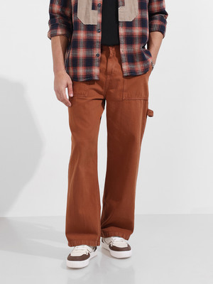 The Indian Garage Co. Relaxed Fit Men Brown Jeans