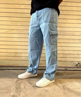 woomny Loose Fit Men Light Blue Jeans