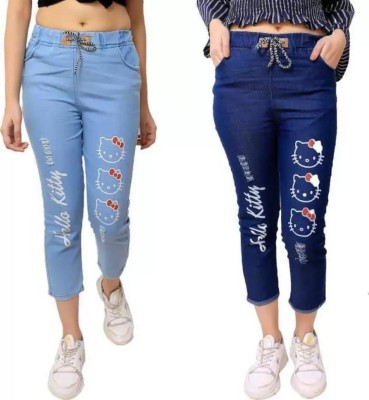 NEHA FASHION Jogger Fit Girls Dark Blue, Light Blue Jeans(Pack of 2)