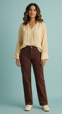 PINKLIT Boyfriend Women Brown Jeans