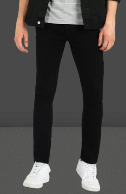 POKHINDA Skinny Men Black Jeans