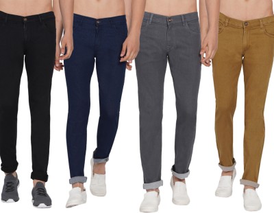 Dais Skinny Men Black, Dark Blue, Grey, Brown Jeans(Pack of 4)