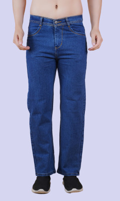 White leapard Loose Fit Men Dark Blue Jeans
