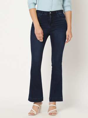 Kraus Jeans Women High-Rise Mini Flare Jeans Flared Women Dark Blue Jeans