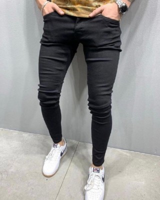 POKHINDA Skinny Men Black Jeans