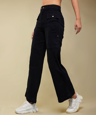 DOLCE CRUDO Flared Women Black Jeans