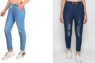 HouseOfCommon Jogger Fit Girls Blue Jeans(Pack of 2)