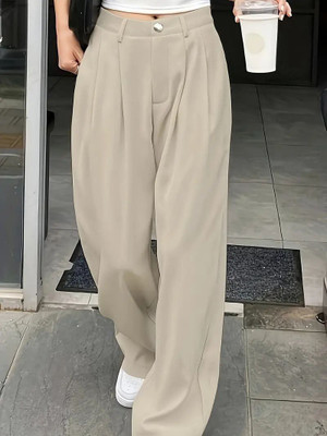 Kidoferia Comfort Fit Women Beige Trousers