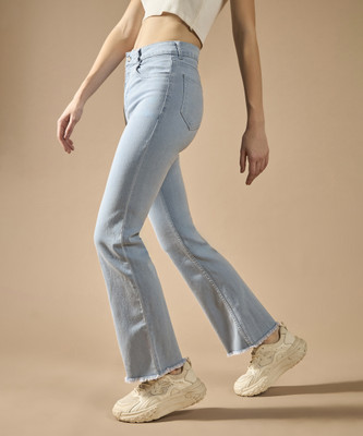 DOLCE CRUDO Boot-Leg Women Light Blue Jeans