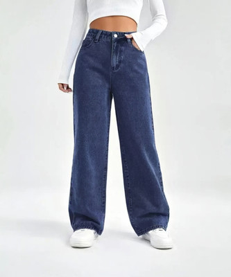 QUALISH Flared Women Dark Blue Jeans