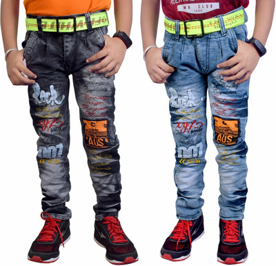 LAHSUAK Regular Boys Grey, Blue Jeans(Pack of 2)