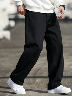 shre.ce Loose Fit Men Black Jeans