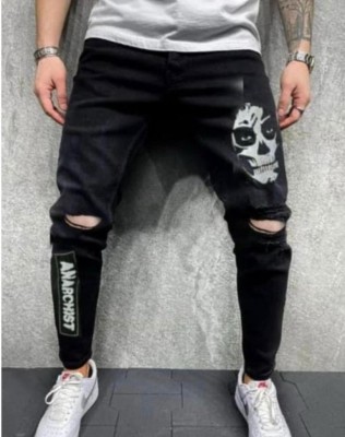 Kazfitt Slim Men Black, White Jeans