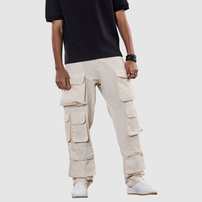 Snitch Loose Fit Men Beige Jeans