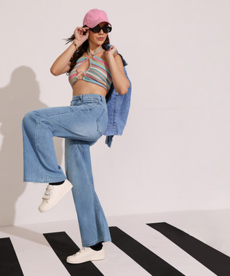 DOLCE CRUDO Flared Women Light Blue Jeans