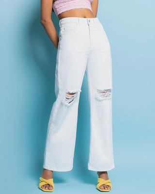 Star4well Straight Fit Women White Jeans