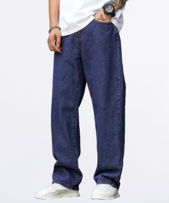 Flaring Loose Fit Men Dark Blue Jeans