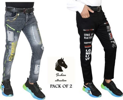 fashionatractio Regular Boys Dark Grey, Black Jeans(Pack of 2)