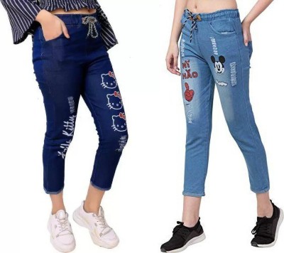 NEHA FASHION Jogger Fit Girls Blue Jeans(Pack of 2)