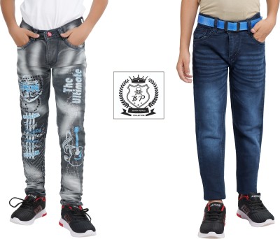 davyjhones Regular Boys Multicolor, Dark Blue Jeans(Pack of 2)