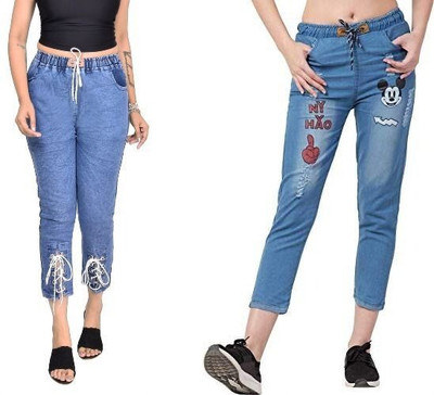 Neha fab Jogger Fit Girls Blue Jeans(Pack of 2)