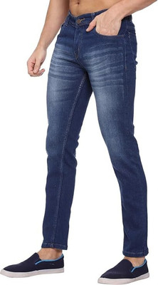 foustreeg Skinny Men Dark Blue Jeans