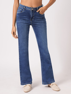 Kraus Jeans Women Blue High-Rise Mini Flare Jeans Flared Women Black Jeans