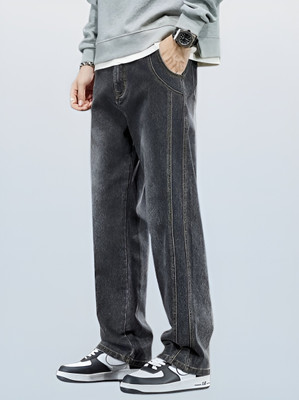 FUDE PRIDE Loose Fit Men Dark Grey Jeans