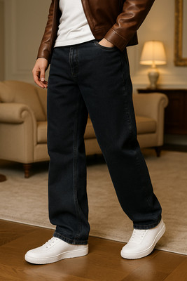 Lorzic Straight Fit Men Black Jeans