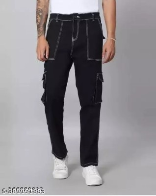 RUTICBLOOMS Relaxed Fit Men Black Jeans