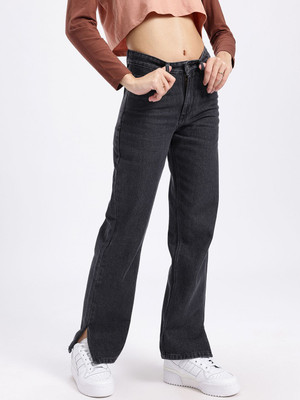 Glitchez Straight Fit Women Black Jeans