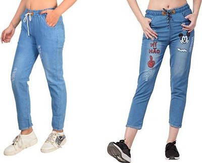 Neha fab Jogger Fit Girls Blue Jeans(Pack of 2)