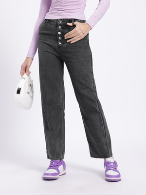 Glitchez Relaxed Fit Women Black Jeans